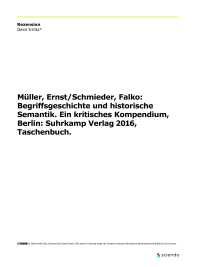 Rezension: Müller, Ernst/Schmieder, Falko: Begriffsgeschichte und historische Semantik. Ein kritisches Kompendium, Berlin: Suhrkamp Verlag 2016, Taschenbuch.