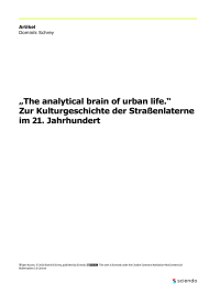 „The analytical brain of urban life.“ Zur Kulturgeschichte der Straßenlaterne im 21. Jahrhundert