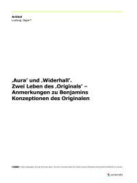 ‚Aura’ und ‚Widerhall’. Zwei Leben des ‚Originals’ – Anmerkungen zu Benjamins Konzeptionen des Originalen