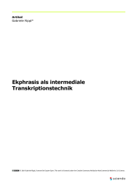 Ekphrasis als intermediale Transkriptionstechnik