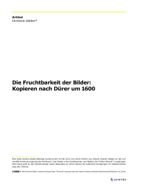 Die Fruchtbarkeit der Bilder: Kopieren nach Dürer um 1600