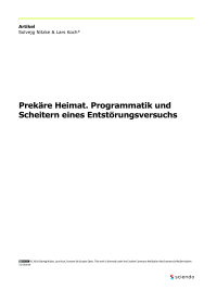 Prekäre Heimat. Programmatik und Scheitern eines Entstörungsversuchs