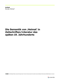 Die Semantik von ‚Heimat‘ in Zeitschriften/Literatur des späten 19. Jahrhunderts