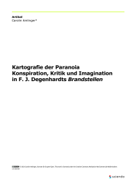 Kartografie der Paranoia Konspiration, Kritik und Imagination in F. J. Degenhardts Brandstellen