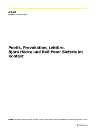 Poetik, Provokation, Lektüre. Björn Höcke und Rolf Peter Sieferle im Kontext