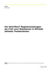 Vor-Schriften? Regieanweisungen als (Teil von) Notationen in Elfriede Jelineks Theatertexten