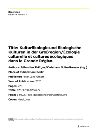 Rezension: Kulturökologie und ökologische Kulturen in der Großregion/Écologie culturelle et cultures écologiques dans la Grande Région.