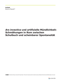 Ars invectiva und artifizielle Mündlichkeit: Schmähungen in Rom zwischen Schulbuch und scheinbarer Spontaneität