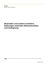 Wutreden und andere invektive Gattungen zwischen Rekonstruktion und Aneignung