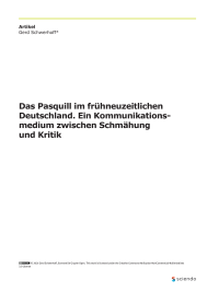 Das Pasquill im frühneuzeitlichen Deutschland. Ein Kommunikationsmedium zwischen Schmähung und Kritik