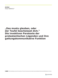 „Das mustu gleuben, oder der Teufel bescheisset dich.“ Die invektiven Paratexte der protestantischen Lügenden und ihre gattungskommunikative Funktion