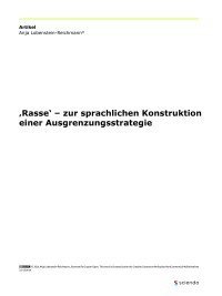 ‚Rasse‘ – zur sprachlichen Konstruktion einer Ausgrenzungsstrategie