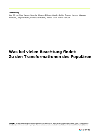 Was bei vielen Beachtung findet:  Zu den Transformationen des Populären