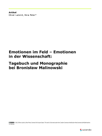 Emotionen im Feld – Emotionen in der Wissenschaft: Tagebuch und Monographie bei Bronisław Malinowski