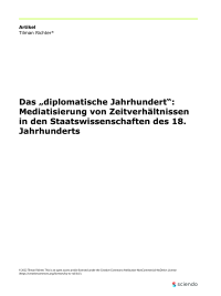 Das „diplomatische Jahrhundert“: Mediatisierung von Zeitverhältnissen in den Staatswissenschaften des 18. Jahrhunderts
