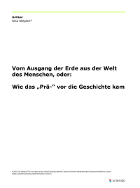 Vom Ausgang der Erde aus der Welt des Menschen, oder: Wie das „Prä-“ vor die Geschichte kam