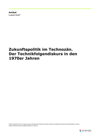 Zukunftspolitik im Technozän. Der Technikfolgendiskurs in den 1970er Jahren