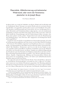 Materialität, Affektformierung und ästhetischer Widerstand, oder worin der Feminismus plastischer ist als Joseph Beuys