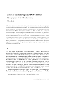 Zwischen Trostbedürftigkeit und Untröstlichkeit