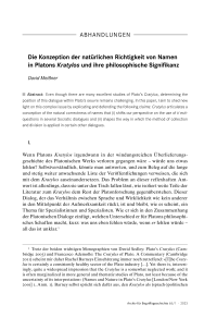 Die Konzeption der natürlichen Richtigkeit von Namen in Platons Kratylos und ihre philosophische Signifikanz