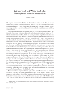 Lubitsch-Touch und Wilder-Spaß, oder: Philosophie als komische Wissenschaft