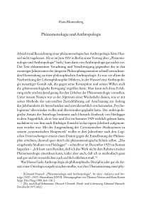 Phänomenologie und Anthropologie
