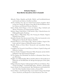 Kritische Theorie – Neue Bücher des Jahres 2022 in Auswahl