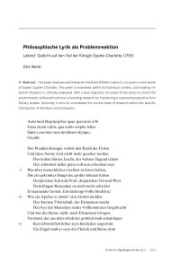 Philosophische Lyrik als Problemreaktion