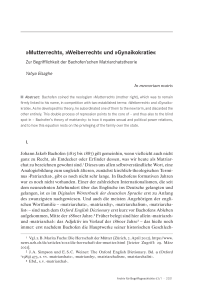 »Mutterrecht«, »Weiberrecht« und »Gynaikokratie«