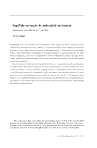 Begriffsforschung im Interdisziplinären Kontext