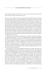 Buchbesprechung: Heinrich Meier: Nietzsches Vermächtnis