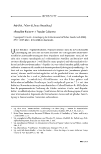 »Populäre Kulturen / Popular Cultures«