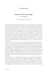 Poetik der Phänomenologie