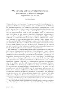 Was sich zeigt und was wir eigentlich meinen. Noch eine Kritik an der Sprache Heideggers, ausgehend von Sein und Zeit