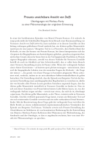 Prousts unsichtbare Ansicht von Delft. Überlegungen mit Merleau-Ponty zu einer Phänomenologie der originären Erinnerung