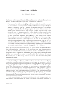 Husserl und Hölderlin