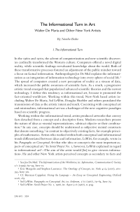 The Informational Turn in Art. Walter De Maria and Other New York Artists