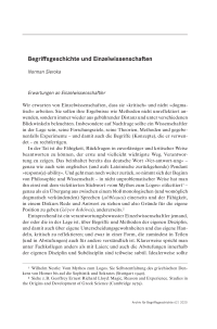 Begriffsgeschichte und Einzelwissenschaften