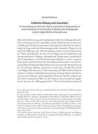 Politische Bildung nach Auschwitz