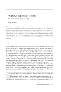 (The) Self, le Soi(-même), das Selbst