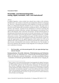 Diversitäts- und Inklusionslinguistik – analog, digital, kontrastiv, intra- und interkulturell