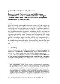 Denominierende Konstruktionen zu Behinderung und Inklusion in deutsch- und französischsprachigen Twitter/X-Posts – eine kontrastive digitallexikologische human-centered Datenanalyse