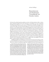 Materialistische und idealistische ›Technikkritik‹ bei Günther Anders