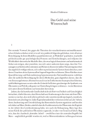 Das Geld und seine Wissenschaft