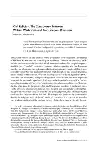 Civil Religion. The Controversy between William Warburton and Jean-Jacques Rousseau