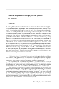 Lamberts Begriff eines metaphysischen Systems
