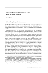 Über den Ausdruck ›Erkenntnis‹ in Kants Kritik der reinen Vernunft