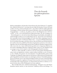 Über die Esoterik der philosophischen Sprache