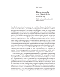 Harmonieglaube statt Dialektik der Aufklärung
