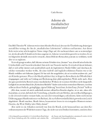 Adorno als musikalischer Lehrmeister